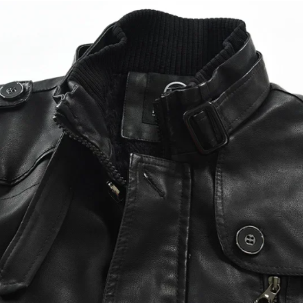Veste de Moto Longue en Cuir Élégante
