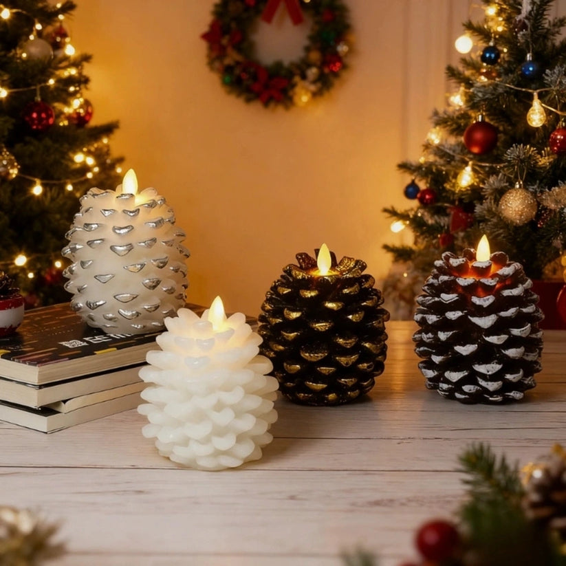 EverGlow Pinecone Candles (Set of 2) – Flameless LED Warm Glow