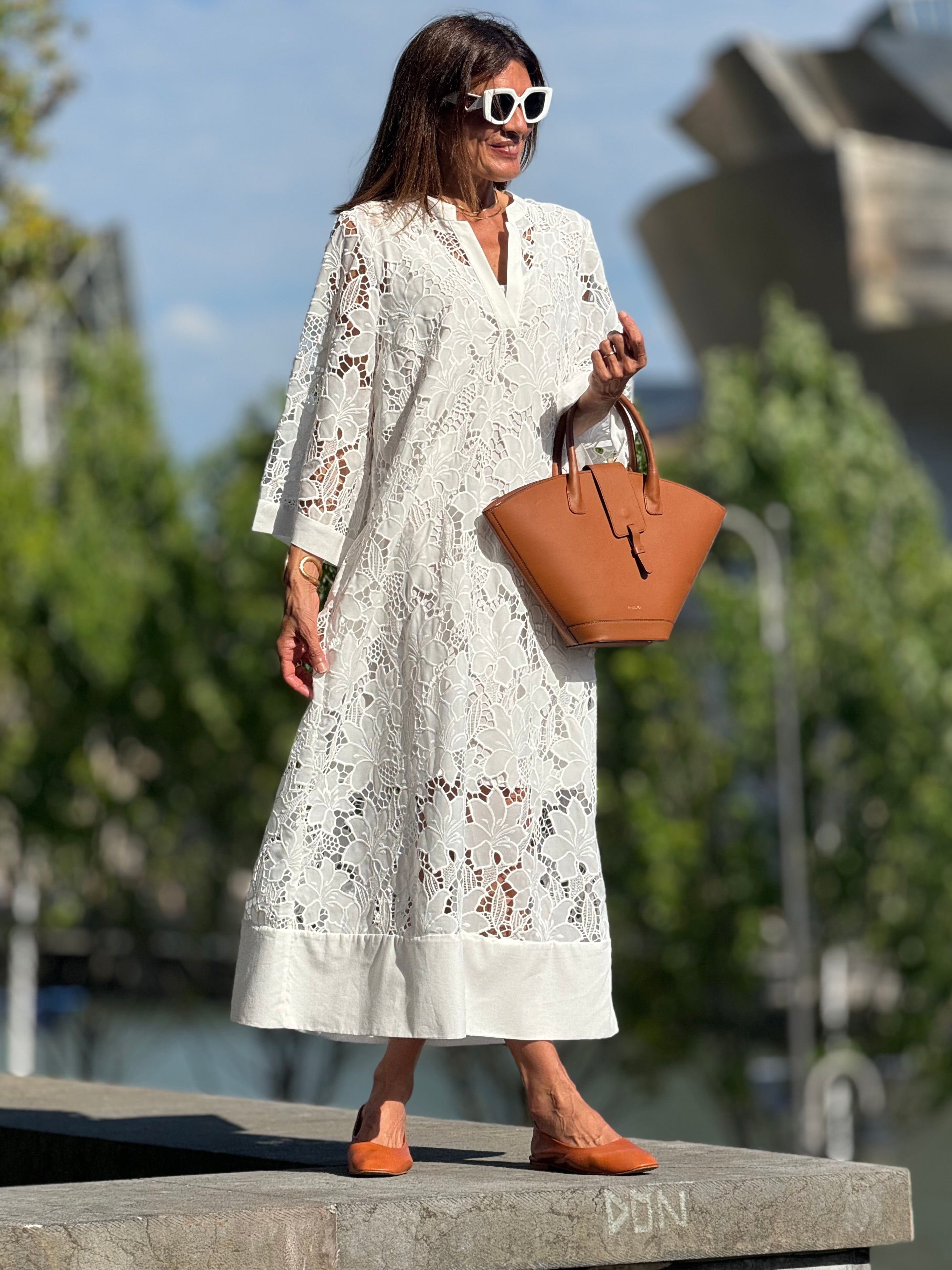 Luana Dress in White Lace