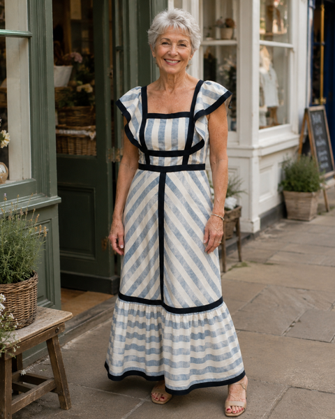 Dianne | Retro Striped Maxi Dress