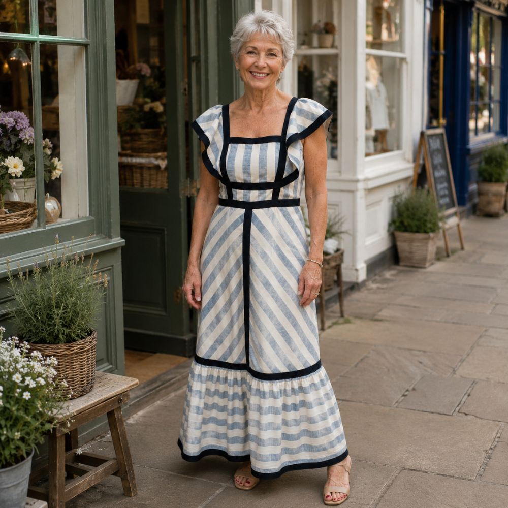 Dianne | Retro Striped Maxi Dress