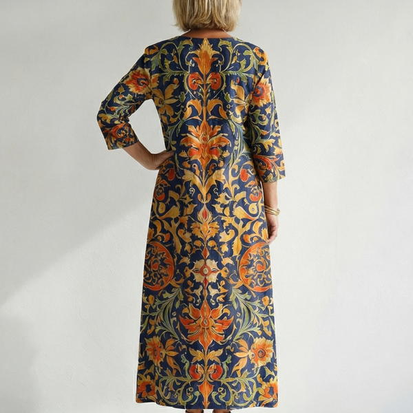 Elise | Clean Ornate Floral Midi Dress