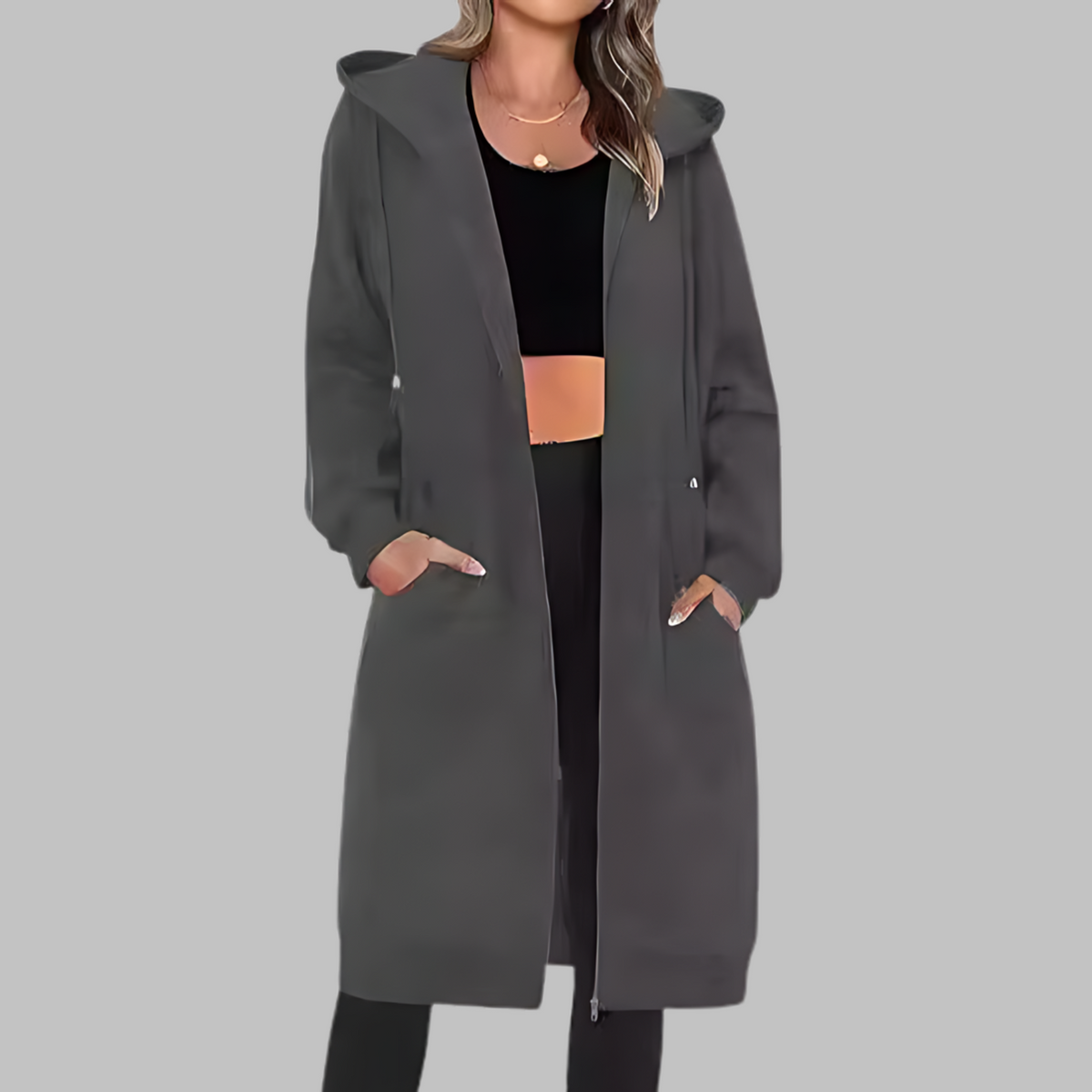 TIOMARA™ - Veste Longue Oversized à Zip Décontractée