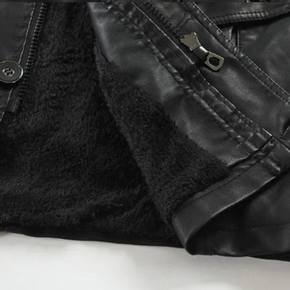 Veste de Moto Longue en Cuir Élégante