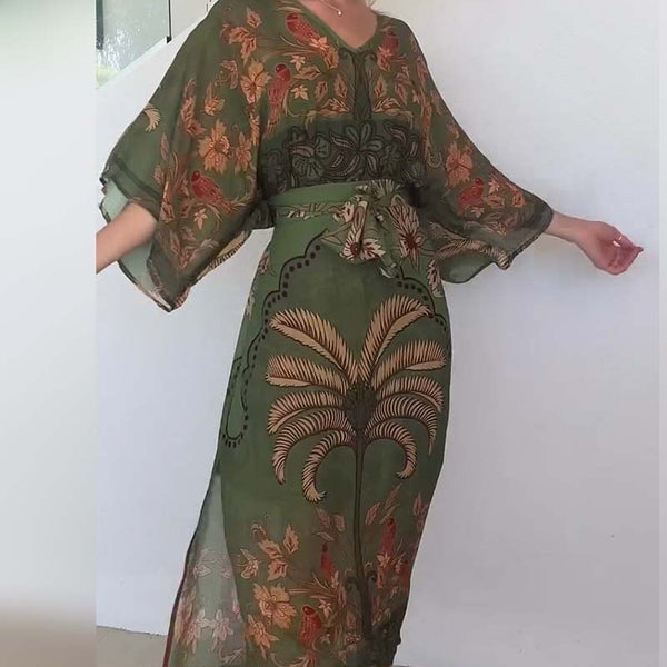 Printed V-Neck Resort Dress