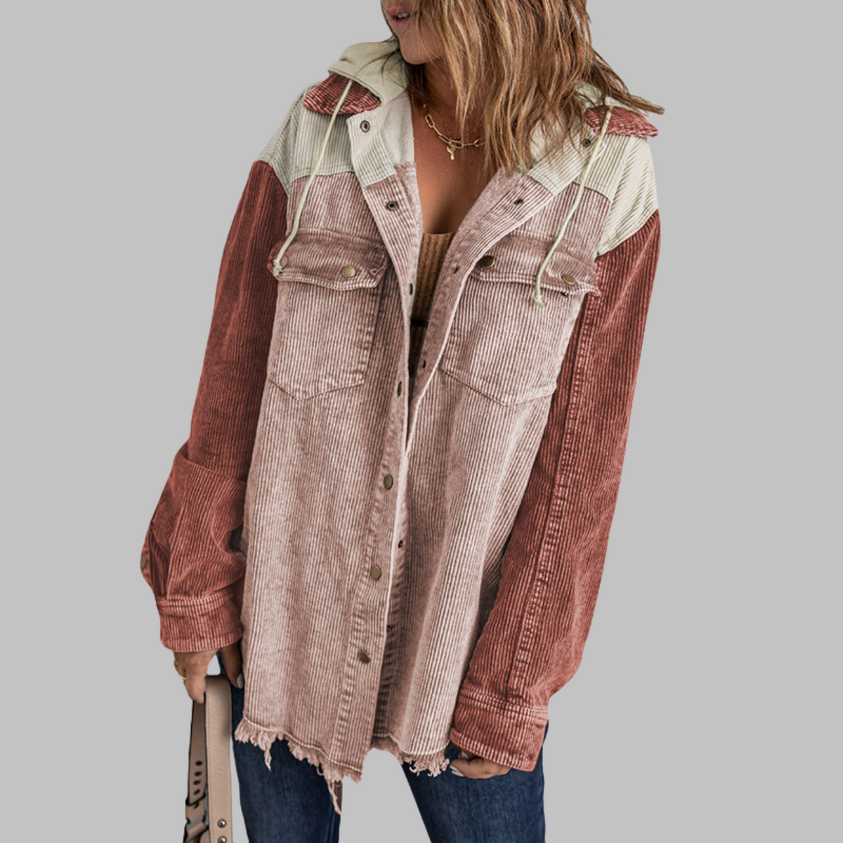 DABRINA™ - Veste à Capuche Classique à Boutons Longs