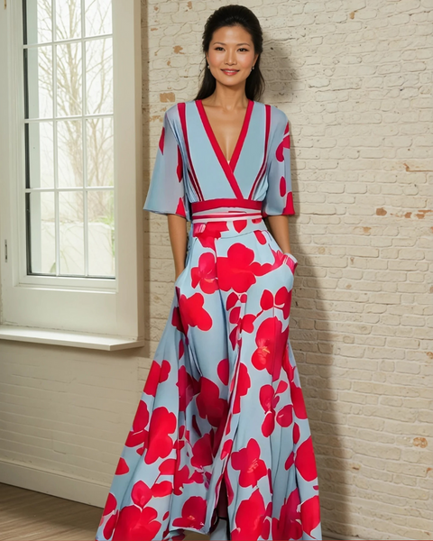 Elowen | Elegant Dress With Flower Pattern