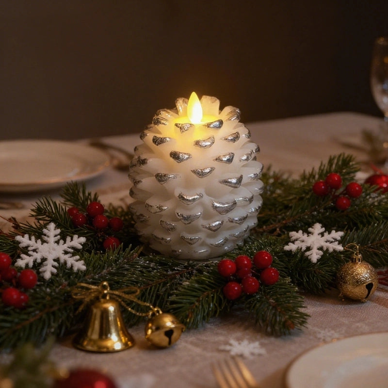 EverGlow Pinecone Candles (Set of 2) – Flameless LED Warm Glow