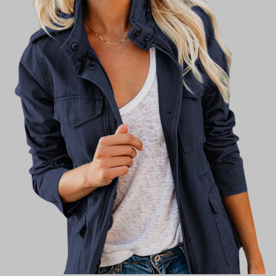 RHODA™ - Veste militaire vintage à zip et boutons