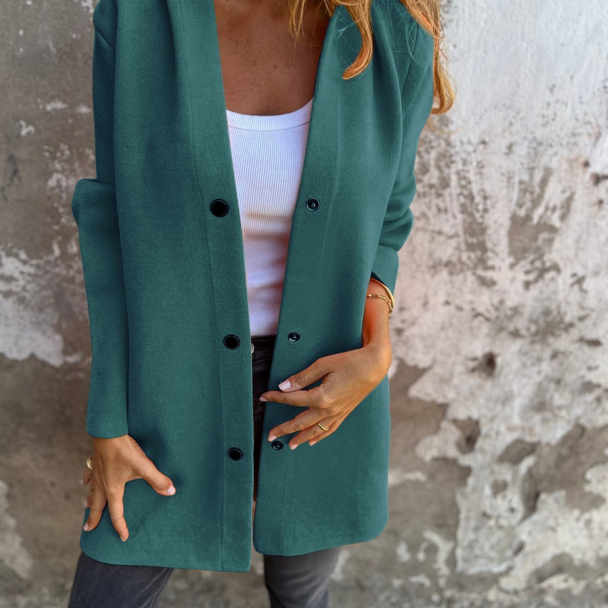 Jacqueline | Veste à Capuche Décontractée avec Boutons