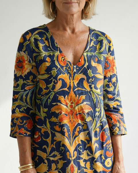Elise | Clean Ornate Floral Midi Dress