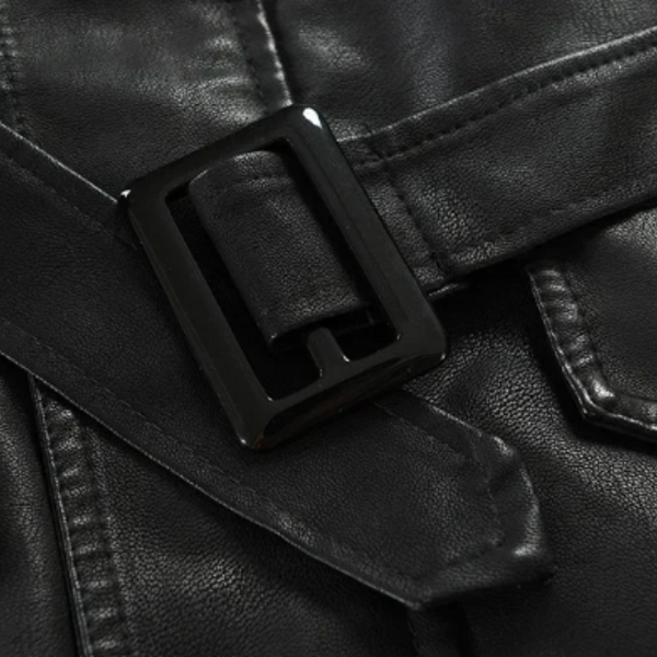 Veste de motard en cuir longue et élégante