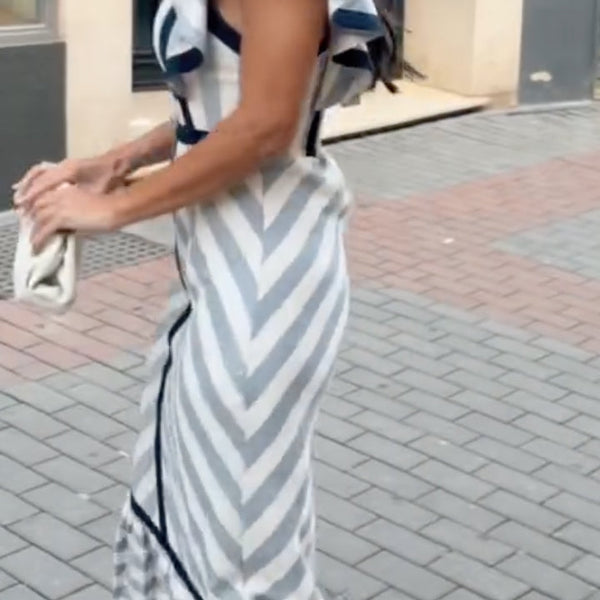 Dianne | Retro Striped Maxi Dress