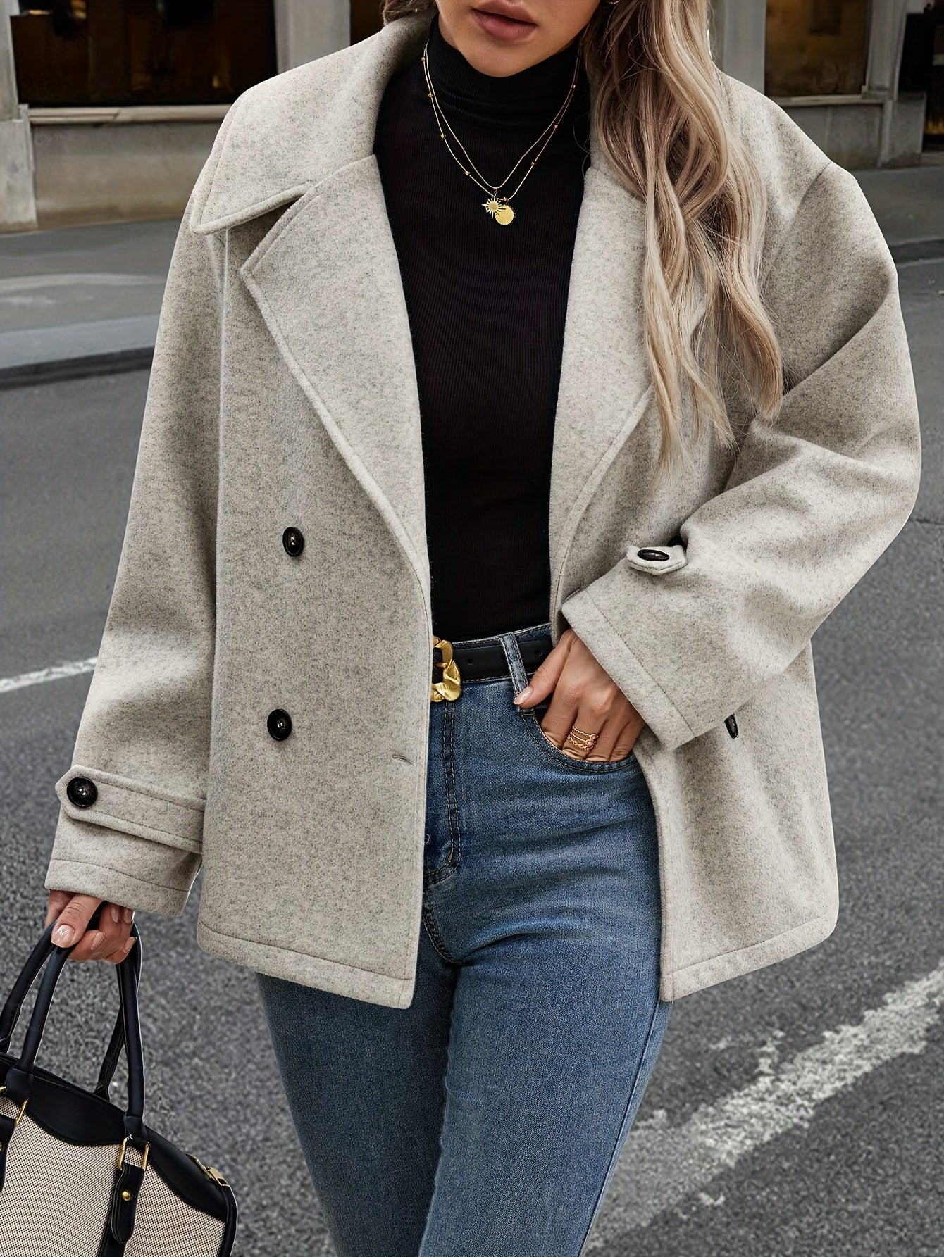 Elise| Stylish Double-Breasted Jacket with Button Details