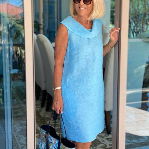 Liora – Elegant linen dress with detailed collar