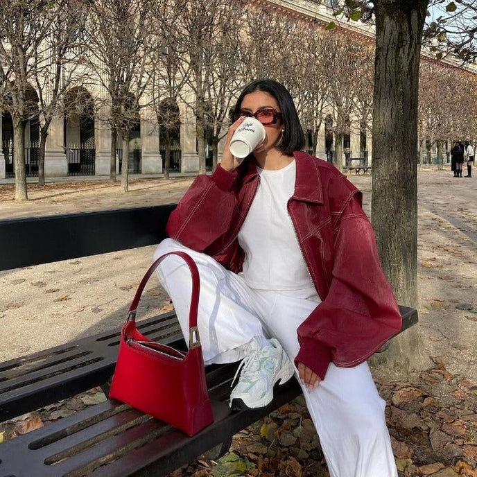 Faye™ - Veste en Cuir Oversized
