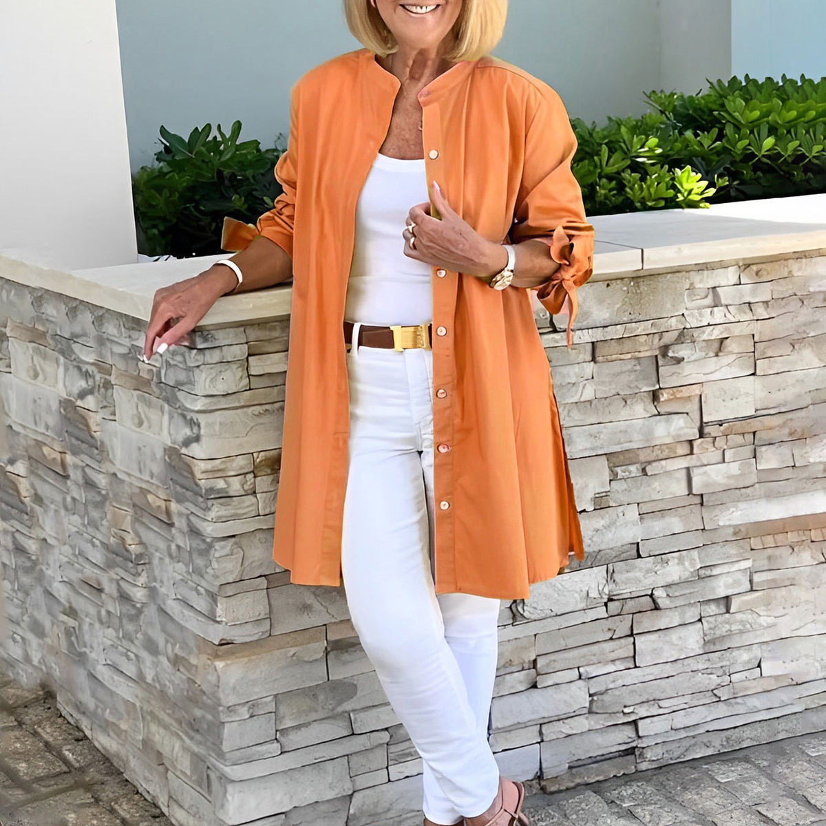 CÉLINA™ - Manteau Chemise Long Chic