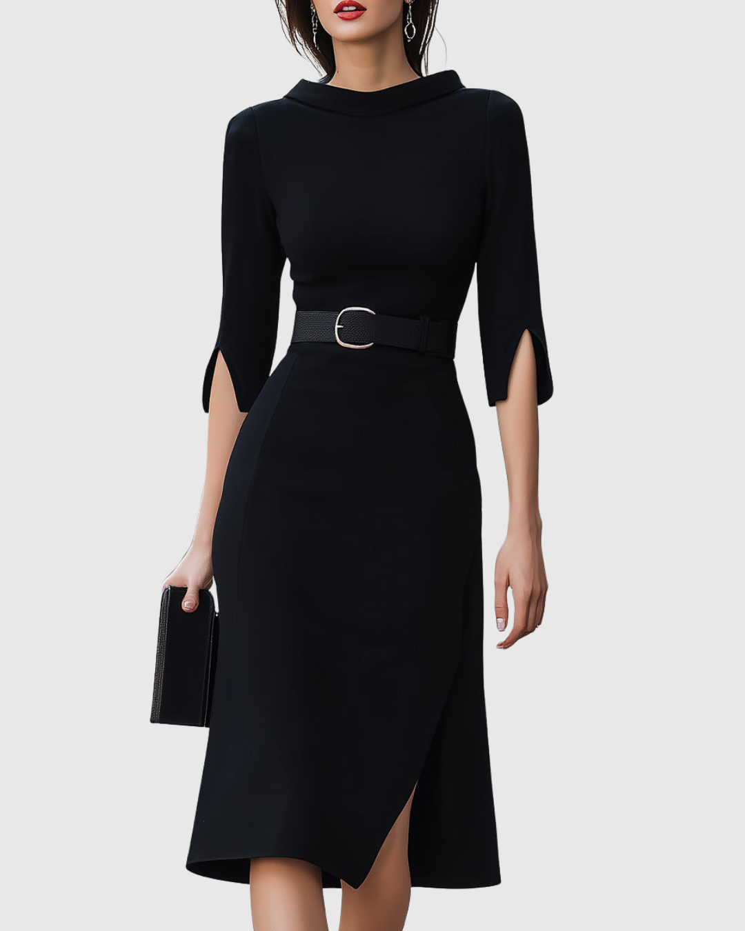 Blythewyn™ | Classic Black Midi Dress