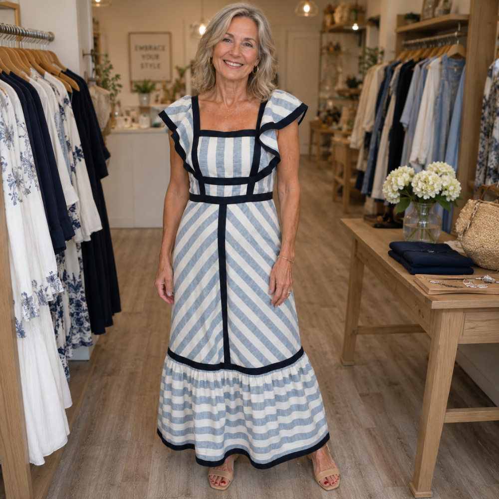 Dianne | Retro Striped Maxi Dress