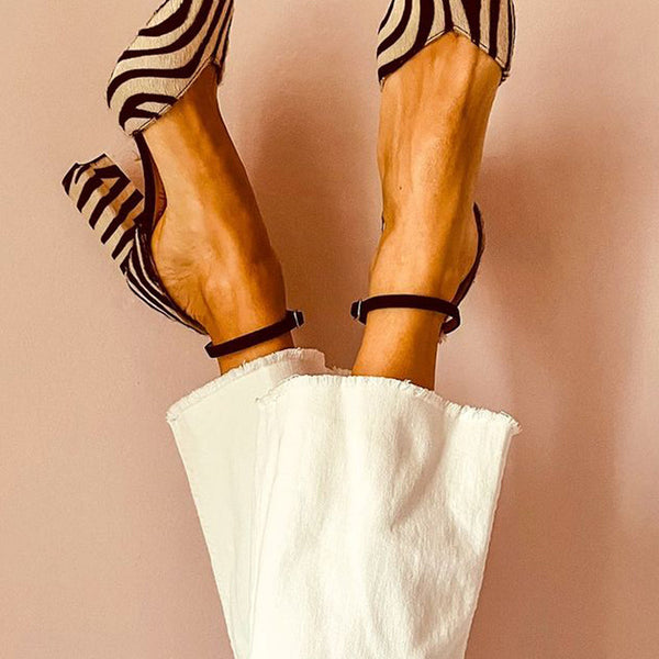 Zebrina™ | Sandales à Talons Moyens avec Sangle et Imprimé Zèbre