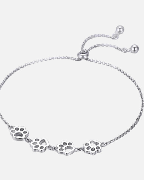 Silver Paw Print Bracelet – Adjustable Fit