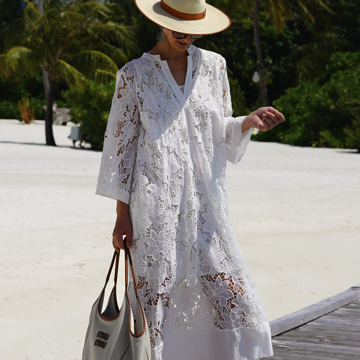 Luana Dress in White Lace