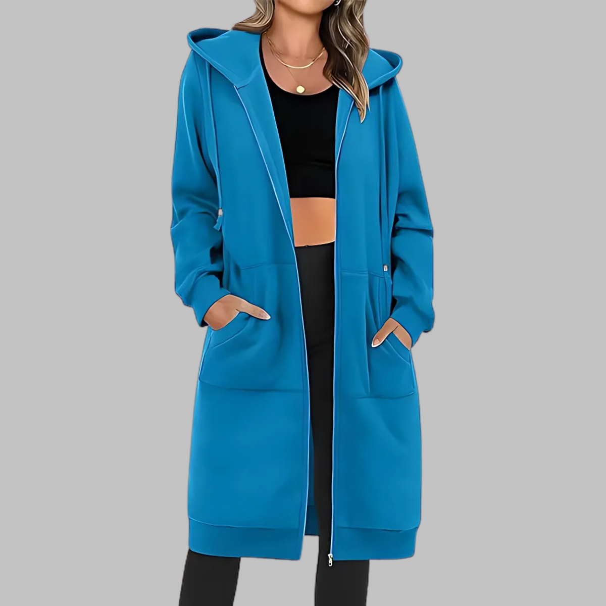 TIOMARA™ - Veste Longue Oversized à Zip Décontractée