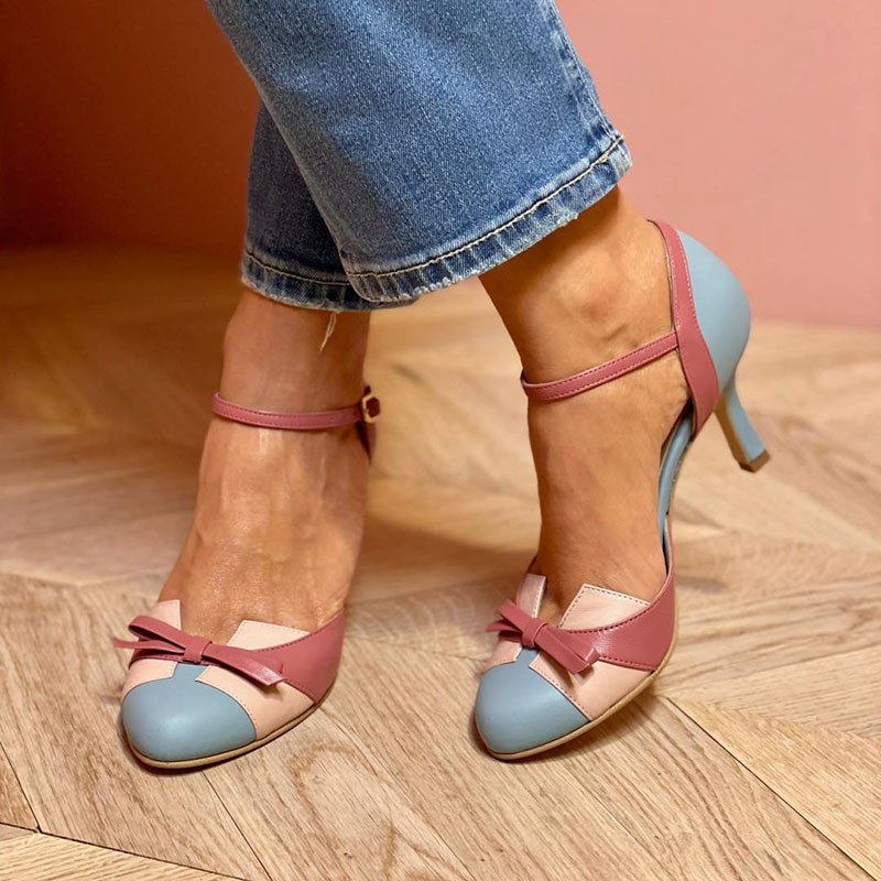 Bellarosa | Sandales colorées avec nœud et sangle, bout rond