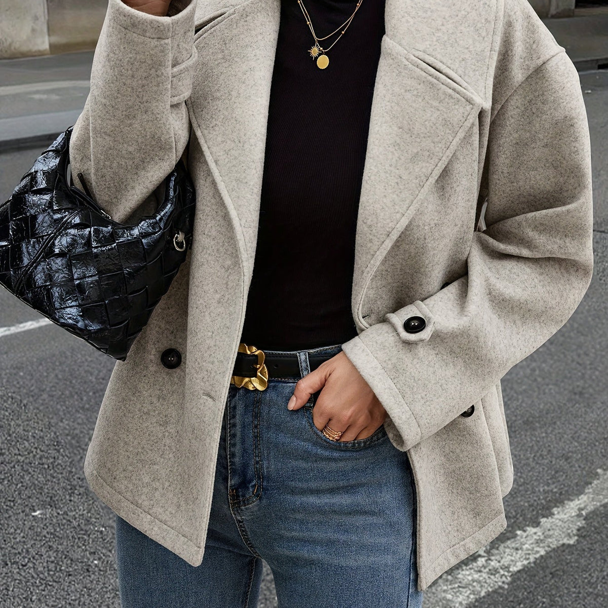 Elise| Stylish Double-Breasted Jacket with Button Details