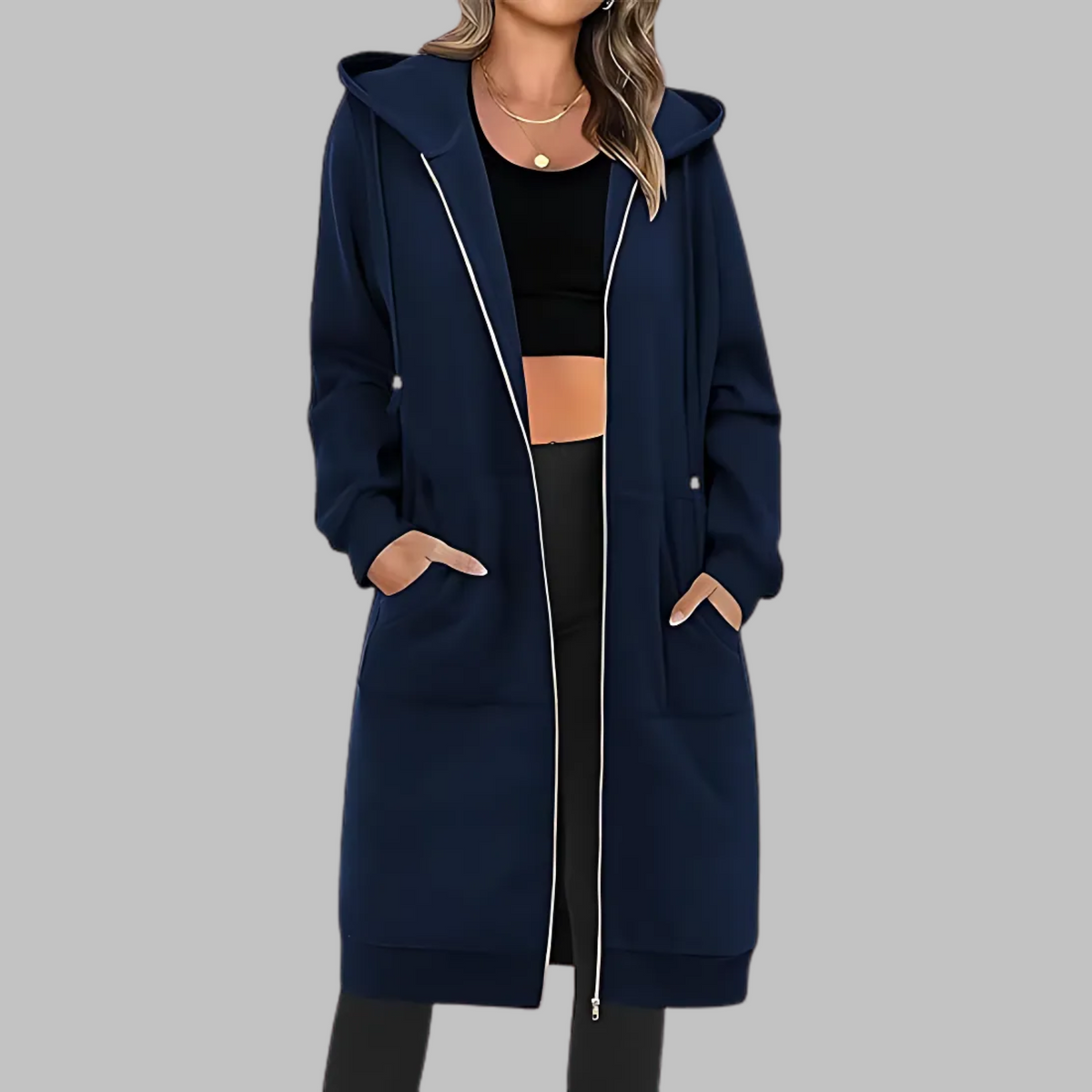 TIOMARA™ - Veste Longue Oversized à Zip Décontractée