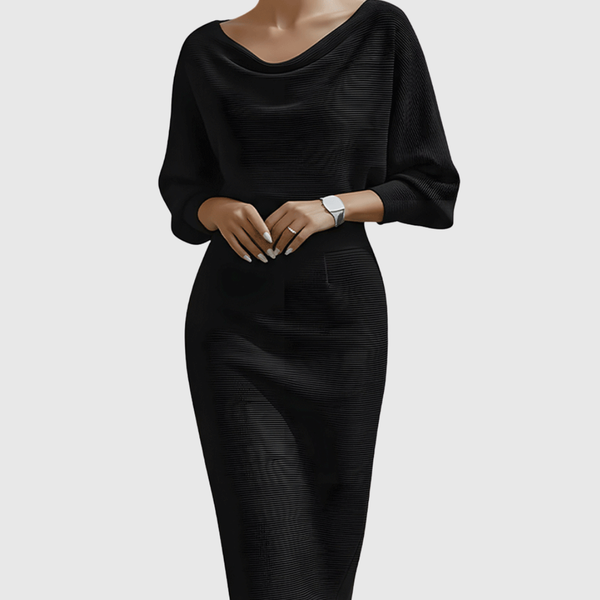 Ismeria™ | White Midi Dress with Batwing Sleeves