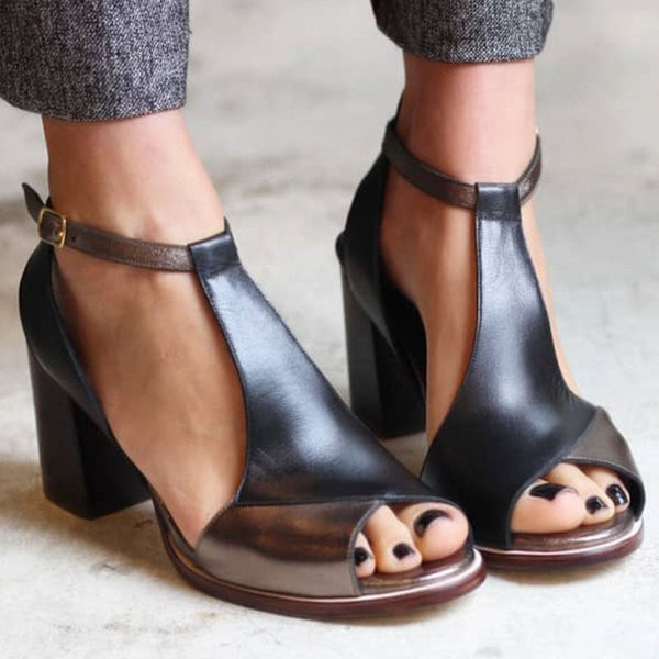 Nadaria | Talons Peep Toe Noir Patchwork