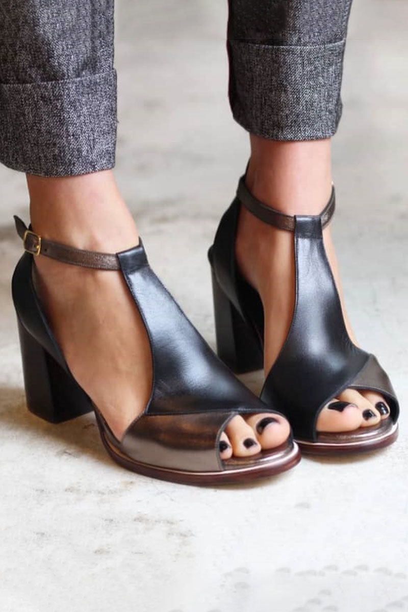 Nadaria | Talons Peep Toe Noir Patchwork