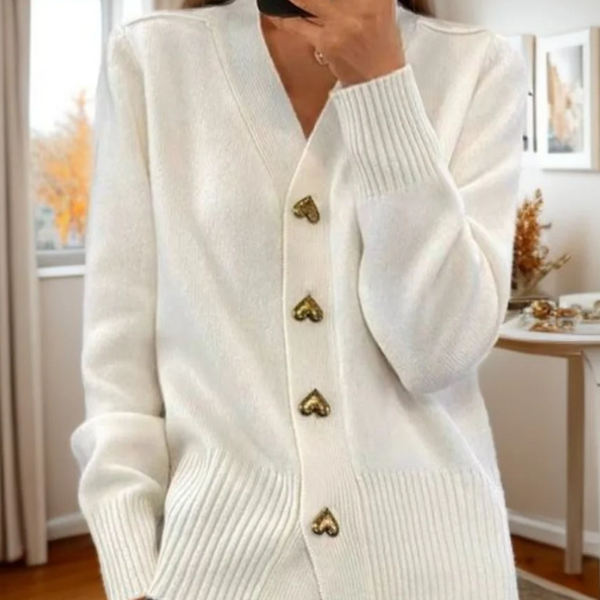 Chasie | Cardigan Élégant à Boutons en Forme de Cœur