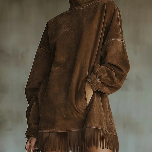 Sheri | Robe en Suède Frangé Confortable