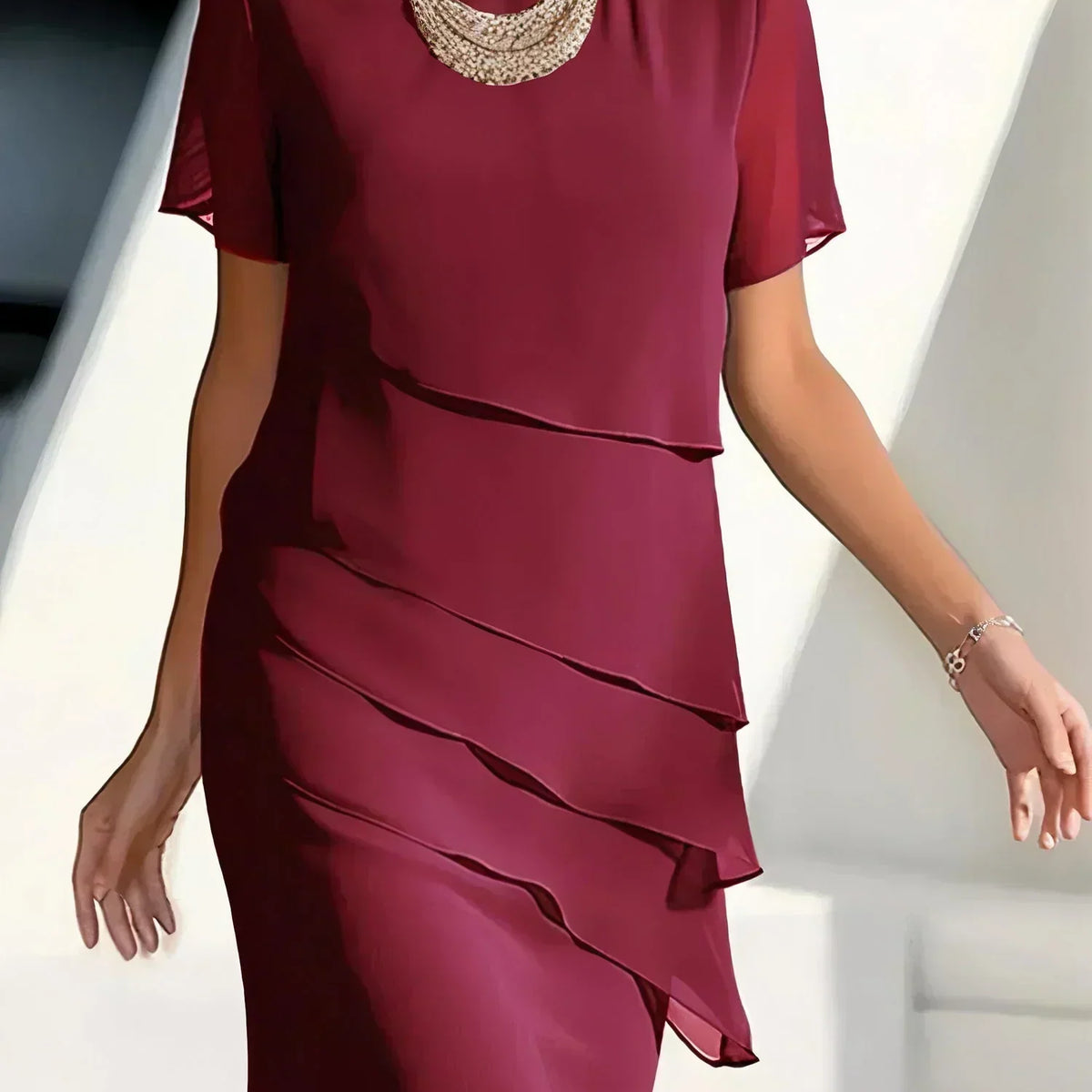 Anastasia | Robe Midi Luxueuse à Épaisseurs