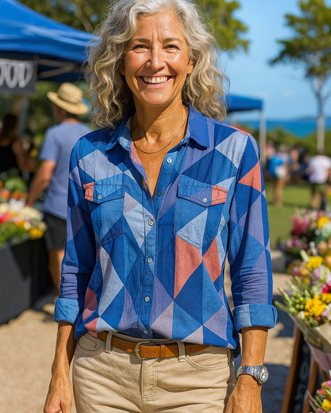 Delina | Geometric Comfort Blouse - Effortless & Flattering