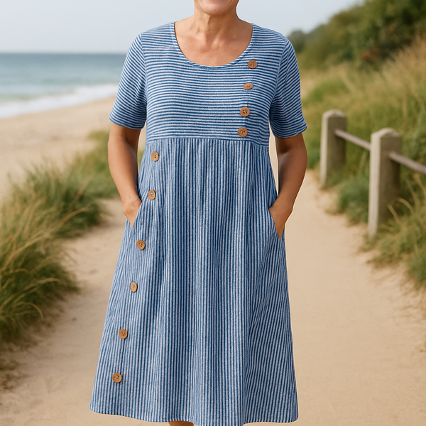 Brienne | Striped Midi Dress – Effortless Comfort, Everyday Confidence