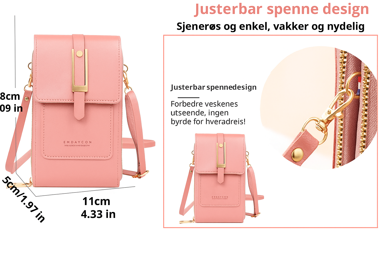Alessia™| Sac bandoulière avec téléphone mobile