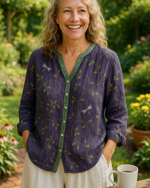 Fern | Relaxed V-Neck Blouse – Timeless Style, Effortless Comfort