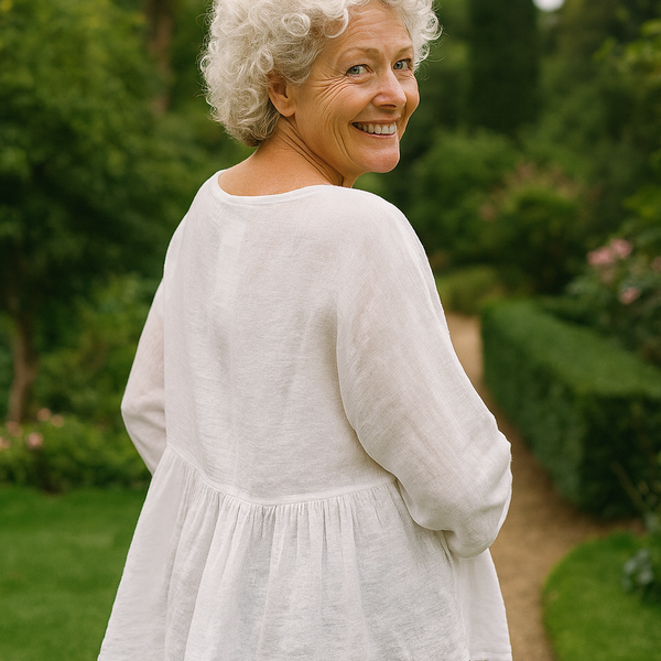 Loretta| V-Neck Cotton-Linen Blouse – Light Elegance with Everyday Ease