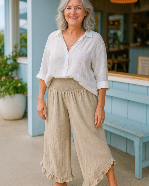 Tavina | Cotton-Linen Ease Pants