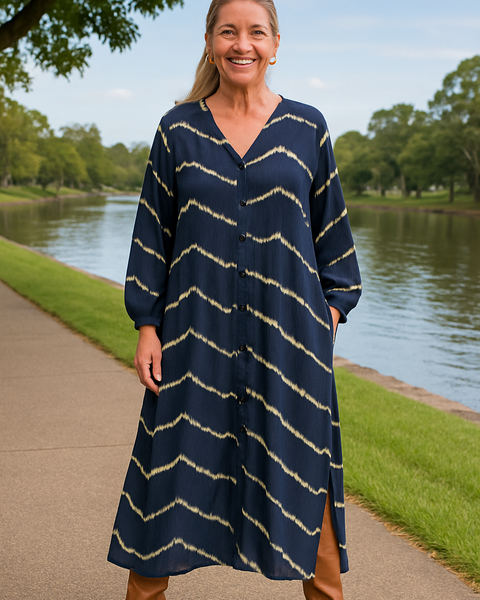 Selora | Boho Stripe Comfort Dress - Tummy Friendly
