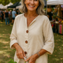 Sage | Cotton-Linen Button Blouse - Effortless Coverage
