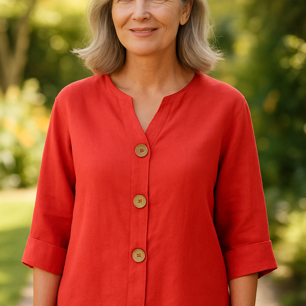 Sage | Cotton-Linen Button Blouse - Effortless Coverage