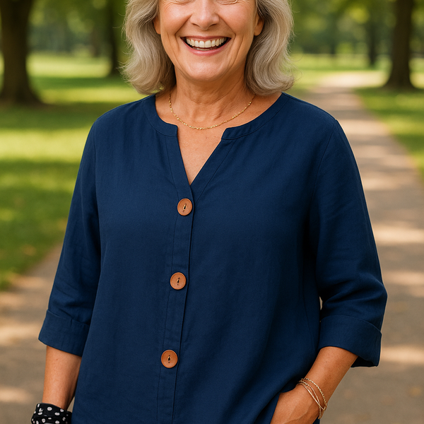 Sage | Cotton-Linen Button Blouse - Effortless Coverage