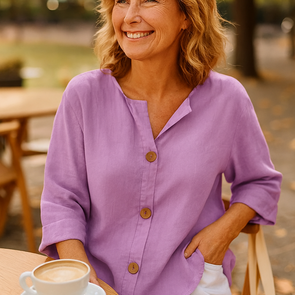 Sage | Cotton-Linen Button Blouse - Effortless Coverage