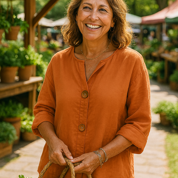 Sage | Cotton-Linen Button Blouse - Effortless Coverage