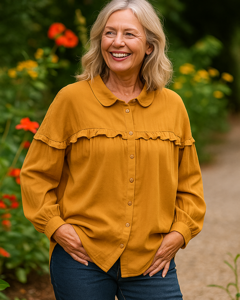 Judith |  Effortless Elegance Blouse – Wrinkle-Free with Feminine Ruffle Detail