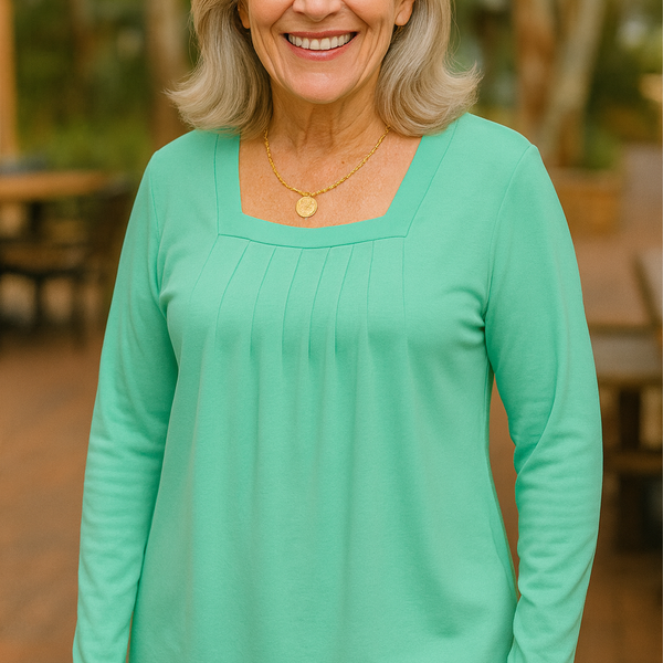 Colleen | Pleated Comfort Top – Long Sleeve Edition. Everyday confidence.